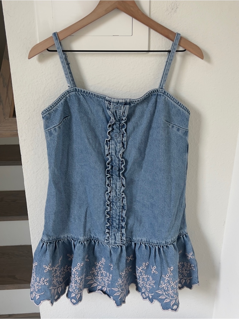 Anthropologie Damson Madder Lana Drop-Waist Mini Dress in Blue Denim - Picture 4 of 8
